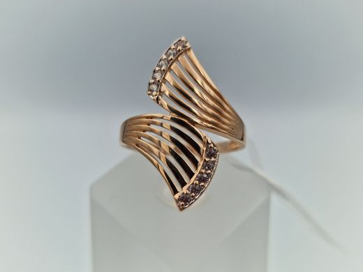 Zelta gredzens ar cirkoniju, 3.43 g, izm. 18