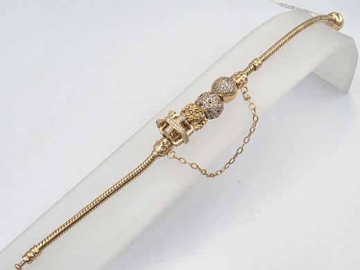 Золотой браслет с цирконом, 28.94 г, разм. 18.5