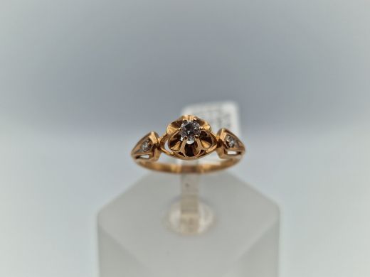 Zelta gredzens ar cirkoniju, 1.99 g, izm. 15.5