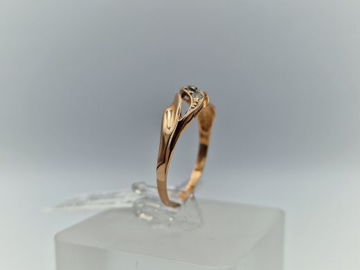 Zelta gredzens ar cirkoniju, 1.36 g, izm. 17.5