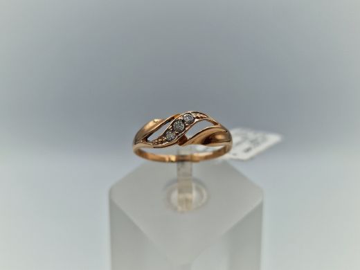 Zelta gredzens ar cirkoniju, 1.36 g, izm. 17.5