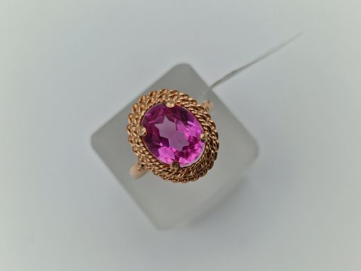 Zelta gredzens ar koraļļi, 6.37 g, izm. 20.5