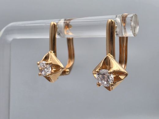 Золотые серьги с цирконом, 2.28 г