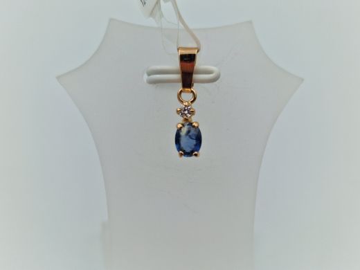 Zelta kulons ar safīru un cirkoniju, 0.56 g