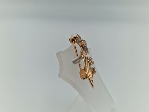 Золотая брошь с цирконом, 3.32 г