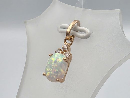 Золотой кулон с опалом и цирконом, 0.98 г