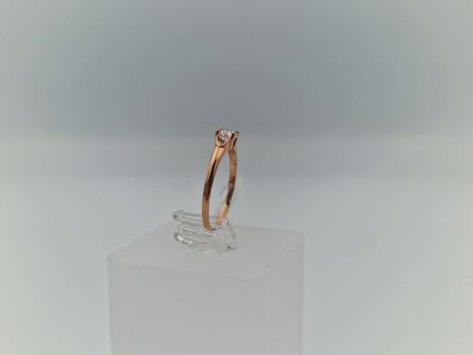 Zelta gredzens ar cirkoniju, 0.9 g, izm. 16.5