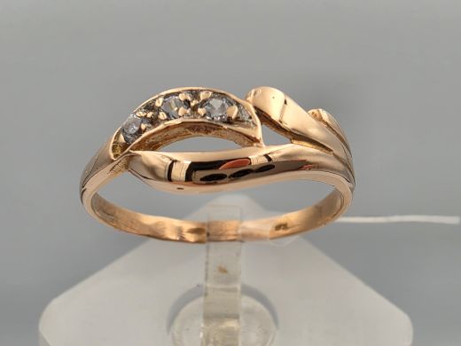 Gold ring with zircon, 1.75 g, size 18