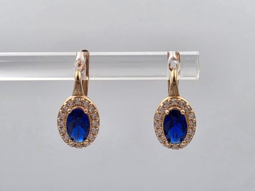 Золотые серьги с цирконом, 2.25 г