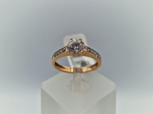 Zelta gredzens ar cirkoniju, 2.35 g, izm. 16.5