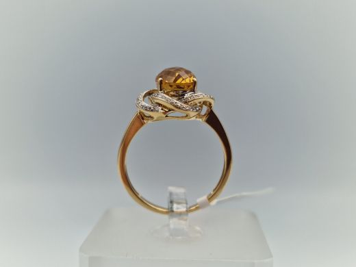 Zelta gredzens ar briljantiem un citrīniem, 3.11 g, izm. 17.2