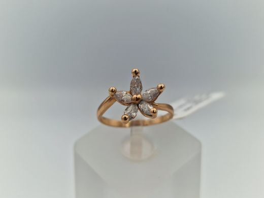 Zelta gredzens ar cirkoniju, 1.66 g, izm. 16