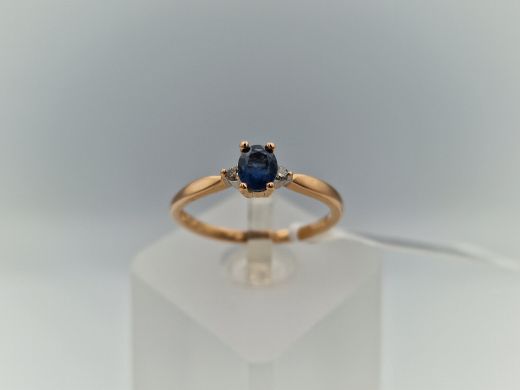 Zelta gredzens ar briljantiem un safīriem, 1.74 g, izm. 16.8