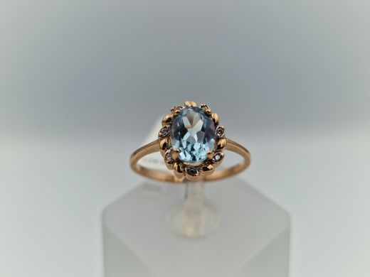 Zelta gredzens ar cirkoniju, 2.18 g, izm. 17