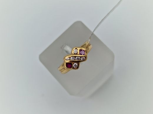 Zelta gredzens ar cirkoniju, 3.08 g, izm. 17