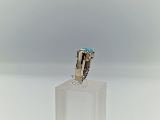 Zelta gredzens ar tirkīzu un cirkoniju, 6 g, izm. 18