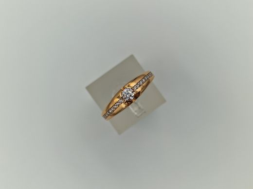 Zelta gredzens ar cirkoniju, 2.24 g, izm. 17