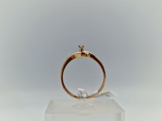 Zelta gredzens ar briljantu, 1.81 g, izm. 17.4