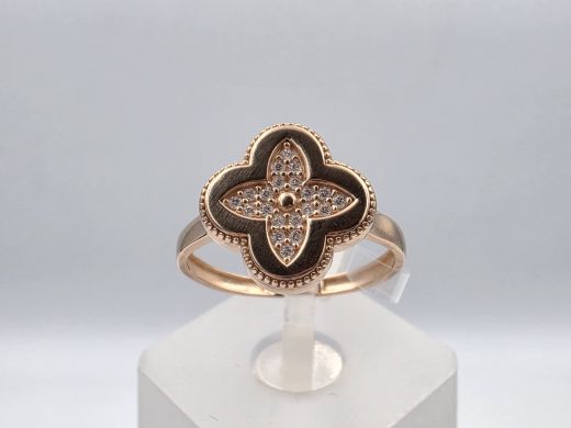 Золотое кольцо с цирконом, 2.28 г, разм. 18.5