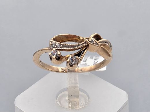 Gold ring with zircon, 2.38 g, size 17.5