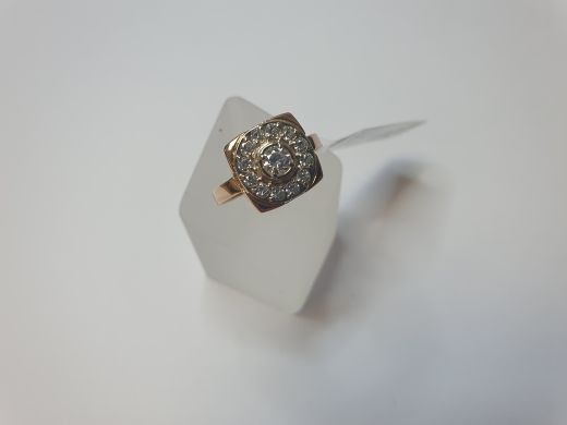 Золотое кольцо с цирконом, 3.8 г, разм. 18