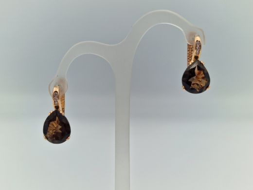 Золотые серьги с цирконом, 4.71 г