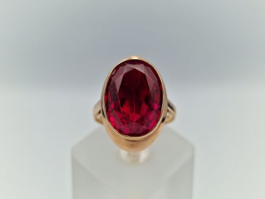 Zelta gredzens ar koraļļi, 6.35 g, izm. 17.5