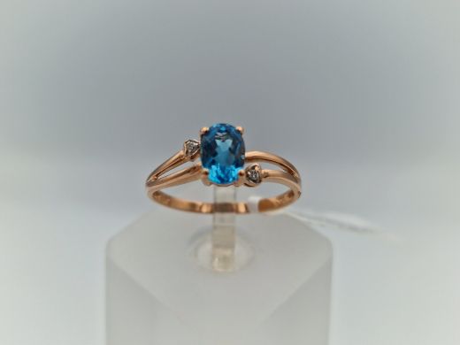 Zelta gredzens ar briljantiem un topāziem, 1.76 g, izm. 17.5