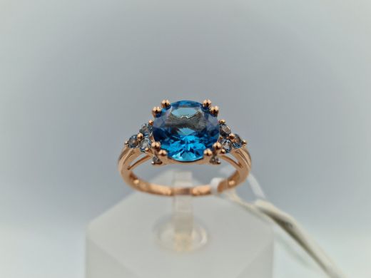 Zelta gredzens ar briljantiem un topāziem, 3.11 g, izm. 17