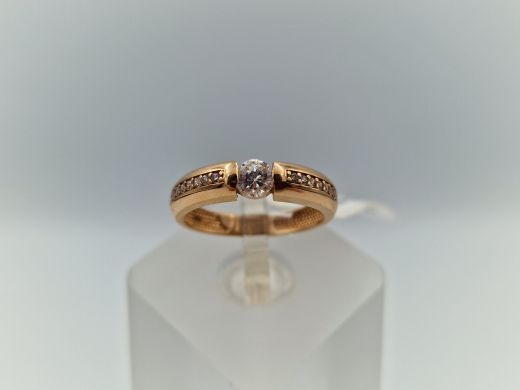 Zelta gredzens ar cirkoniju, 2.08 g, izm. 15.5