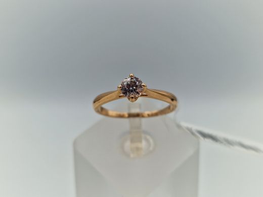 Золотое кольцо с цирконом, 1.5 г, разм. 17