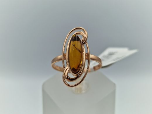 Zelta gredzens ar dzintaru, 3.14 g, izm. 18.5