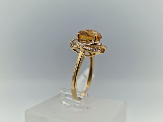 Zelta gredzens ar briljantiem un citrīniem, 3.11 g, izm. 17.2