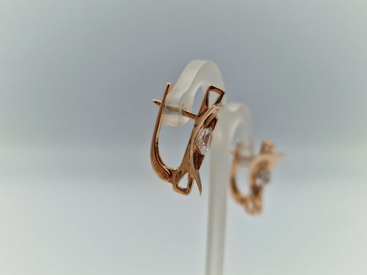 Золотые серьги с цирконом, 4.9 г