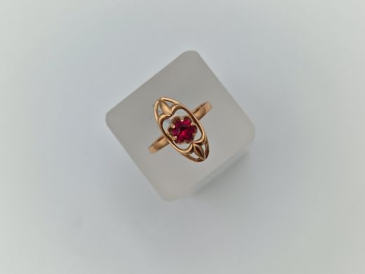 Zelta gredzens ar koraļļi, 2.12 g, izm. 16.5