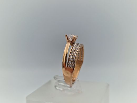 Zelta gredzens ar cirkoniju, 2.1 g, izm. 16