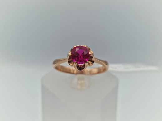 Zelta gredzens ar koraļļi, 3.36 g, izm. 18