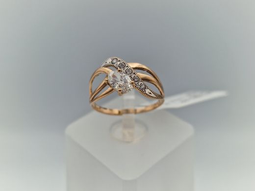 Zelta gredzens ar cirkoniju, 1.35 g, izm. 16