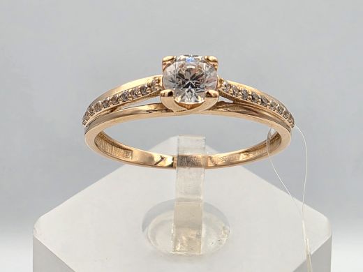 Gold ring with zircon, 1.66 g, size 18