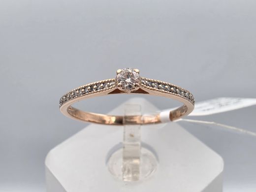 Gold ring with diamond, 1.49 g, size 18