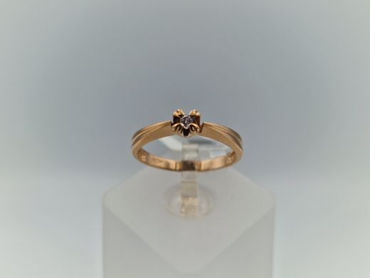 Zelta gredzens ar cirkoniju, 1.82 g, izm. 16.5