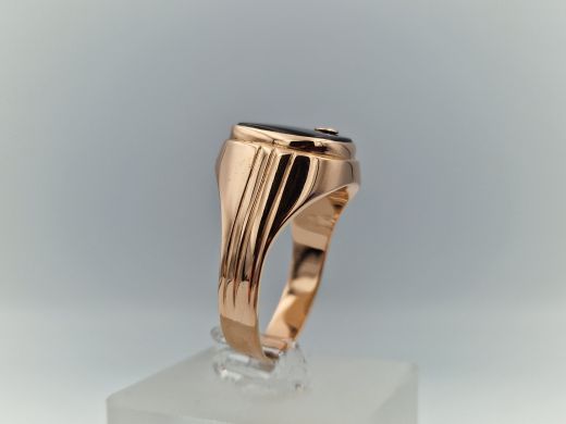 Zelta gredzens ar halcedonu un cirkoniju, 8.27 g, izm. 22