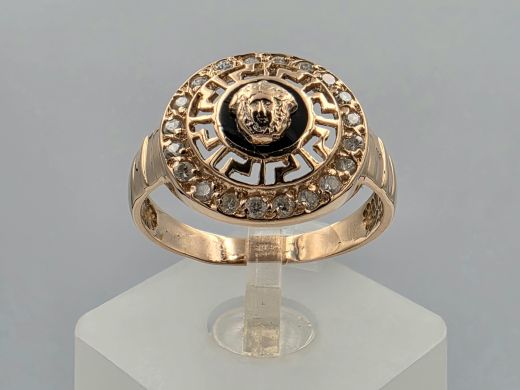 Gold ring with zircon, 3.96 g, size 18.5