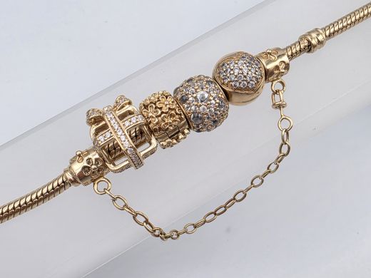 Золотой браслет с цирконом, 28.94 г, разм. 18.5