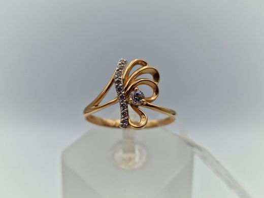 Zelta gredzens ar cirkoniju, 1.98 g, izm. 18