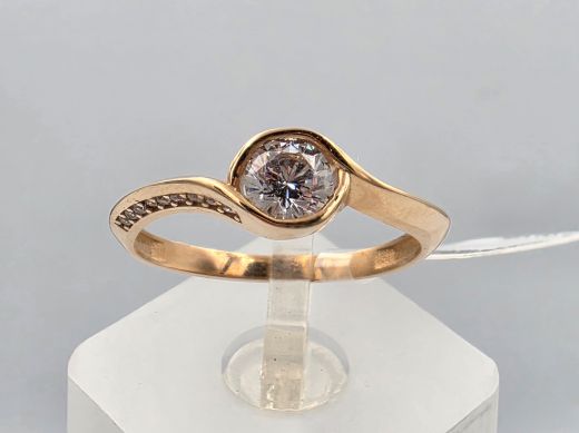 Gold ring with zircon, 2.42 g, size 19