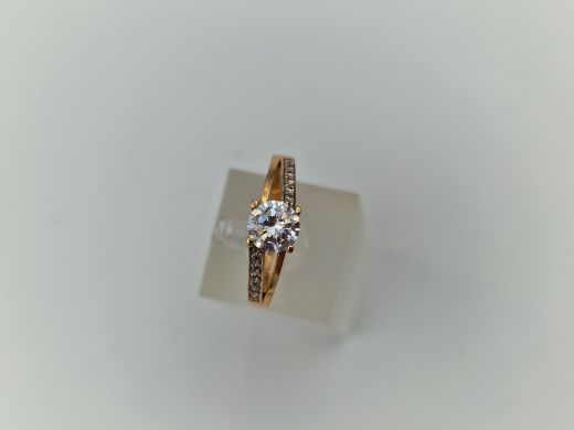 Zelta gredzens ar cirkoniju, 2.16 g, izm. 18