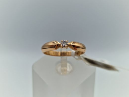 Zelta gredzens ar briljantu, 2.45 g, izm. 17