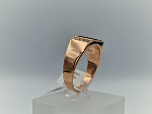 Zelta gredzens ar halcedonu un cirkoniju, 7.51 g, izm. 20.5