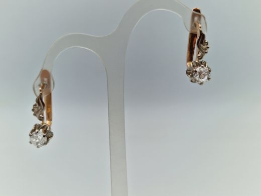 Золотые серьги с цирконом, 3.75 г